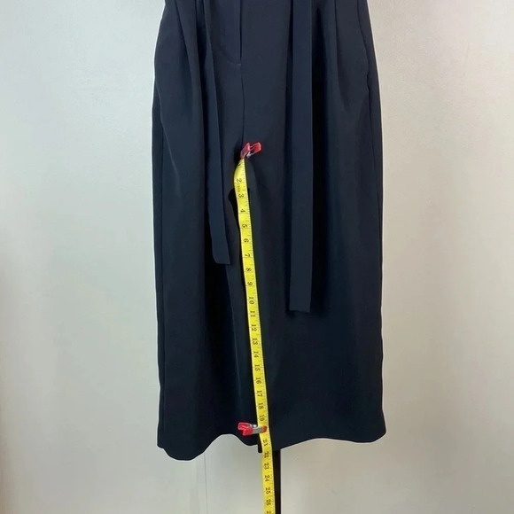 Black formal office wide leg tie waist  paper bag pleated trouser pants sz 0 - Picture 11 of 11